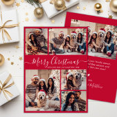 スクリプモダント赤5フォトコラージクリスマス シーズンカード