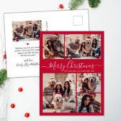 スクリプモダント赤5フォトコラージクリスマス ポストカード