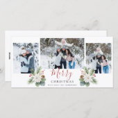 スクリプモダント赤&白メリークリスマス3枚の写真 シーズンカード (正面/裏面)