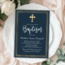 スクリプモダント金ゴールドクロスネイビーブルーボーイバプテスマ