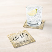 スクリプモダント金ゴールドグリッターライト30th誕生日 スクエアペーパーコースター (インサイチュ)