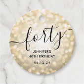 スクリプモダント金ゴールドグリッターライト40歳の誕生日 フェイバータグ (正面)