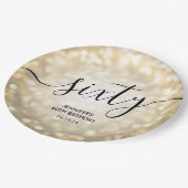 スクリプモダント金ゴールドグリッターライト60誕生日 ペーパープレート (アングル)