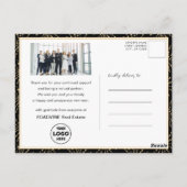 スクリプモダント金ゴールドシルバー花火ビジネスフォト ポストカード (裏面)