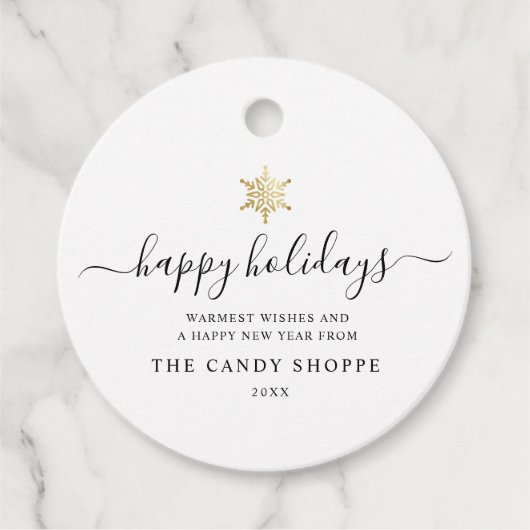 スクリプモダント金ゴールドスノーフレークホリデービジネス フェイバータグ (正面)