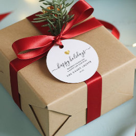 スクリプモダント金ゴールドハートハッピーホリデービジネス フェイバータグ