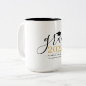 スクリプモダント金ゴールドブラック卒業パーソナライズされた ツートーンマグカップ (正面左)