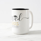 スクリプモダント金ゴールドブラック卒業パーソナライズされた ツートーンマグカップ (正面右)