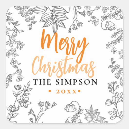 スクリプモダント金ゴールドメリークリスマス スクエアシール (正面)