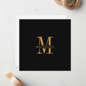 スクリプモダント金ゴールドモノグラムイニシャルミニマル ノートカード (正面/裏面インサイチュ)