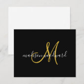 スクリプモダント金ゴールドモノグラムブラック ノートカード (正面/裏面)