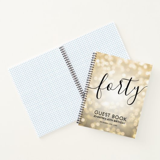 スクリプモダント金ゴールドライト40thバースデーゲストブック ノートブック (内部)
