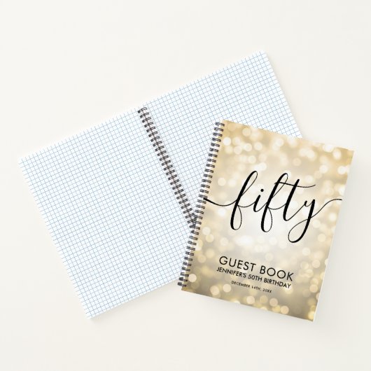スクリプモダント金ゴールドライト50th誕生日ゲストブック ノートブック (内部)