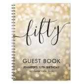 スクリプモダント金ゴールドライト50th誕生日ゲストブック ノートブック (正面)