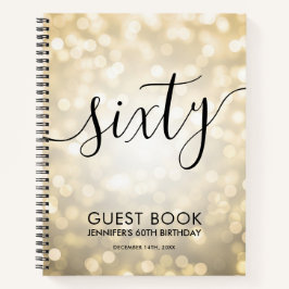 スクリプモダント金ゴールドライト60th誕生日ゲストブック ノートブック