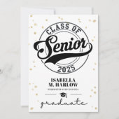 スクリプモダント金ゴールド写真の卒業 案内状 (正面)