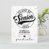 スクリプモダント金ゴールド写真の卒業 案内状 (スタンド正面)