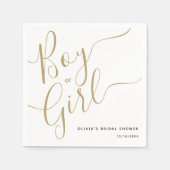 スクリプモダント金ゴールド男の子または女の子の性別パーティーの表示 スタンダードカクテルナプキン (正面)