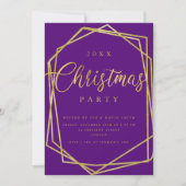 スクリプモダント金ゴールド紫フレームクリスマスパーティー 招待状 (正面)