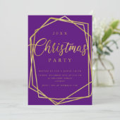スクリプモダント金ゴールド紫フレームクリスマスパーティー 招待状 (スタンド正面)