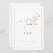 スクリプモダント金ゴールド結婚のテーブル番号、Decor Mini 招待状 (正面/裏面)