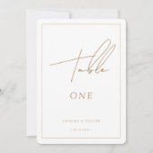 スクリプモダント金ゴールド結婚のテーブル番号、Decor Mini 招待状 (正面)