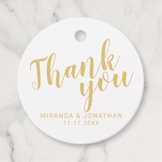 スクリプモダント金ゴールド結婚の感謝 フェイバータグ (正面)