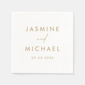 スクリプモダント金ゴールド結婚の スタンダードカクテルナプキン (正面)