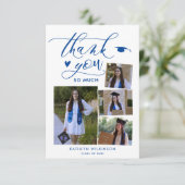 スクリプモダント青い写真卒業サンキューカード 招待状 (スタンド正面)