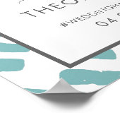 スクリプモダント青の結婚ウェルカムサイン ポスター (角)