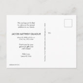 スクリプモダント青男の赤ちゃん写真ベビーシャワー ポストカード (裏面)