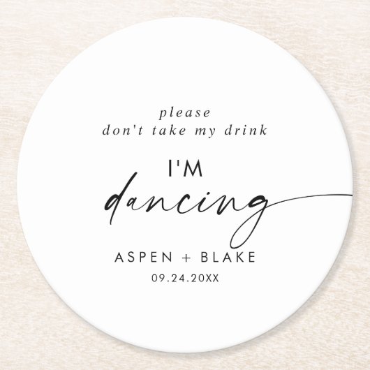 スクリプモダント飲まない踊り ラウンドペーパーコースター (正面)