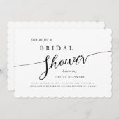 スクリプモダント黒と白のホタテブライダルシャワー 招待状 (正面/裏面)