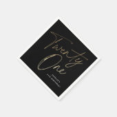スクリプモダント黒と金ゴールド21歳の誕生日パーティー スタンダードカクテルナプキン (角)