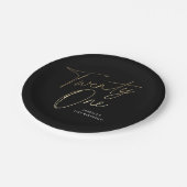 スクリプモダント黒と金ゴールド21歳の誕生日パーティー ペーパープレート (アングル)