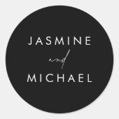 スクリプモダント黒の結婚封筒用シール ラウンドシール (正面)