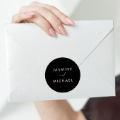 スクリプモダント黒の結婚封筒用シール ラウンドシール