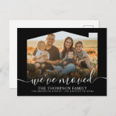 スクリプモダント黒引っ越しました写真の移動 案内ポストカード (正面/裏面)