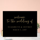 スクリプモダント黒金ゴールドの結婚ウェルカムサイン アクリルサイン (ウェディング)