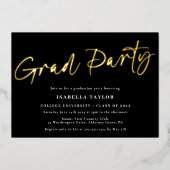スクリプモダント黒金ゴールド卒業パーティー 箔招待状 (正面)