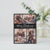 スクリプモダント黒5フォトコラージクリスマス ポストカード (スタンド正面)