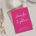 スクリプモダント18thバースデーパーティー熱いピンク 招待状<br><div class="desc">「18エレガント番目の誕生日」のパーティの招待状デザインとモダンタイポグラフィとカスタム文字。</div>