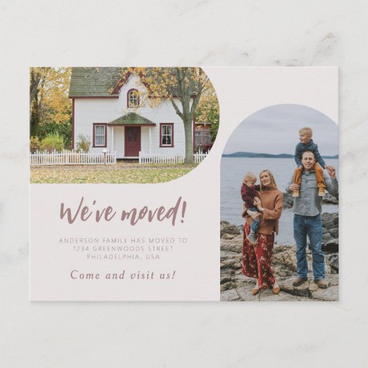 スクリプモダント2アーチ写真引っ越しましたパステル 案内ポストカード (正面)