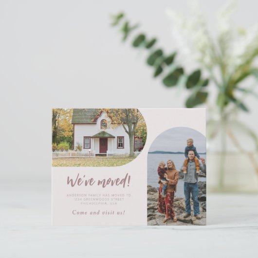 スクリプモダント2アーチ写真引っ越しましたパステル 案内ポストカード (スタンド正面)