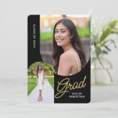 スクリプモダント2アーチ型写真卒業 案内状 (スタンド正面)