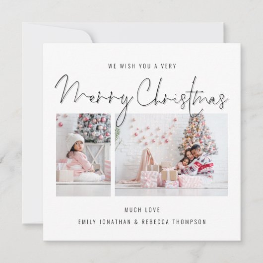 スクリプモダント2フォトメリークリスマスカード ノートカード (正面)