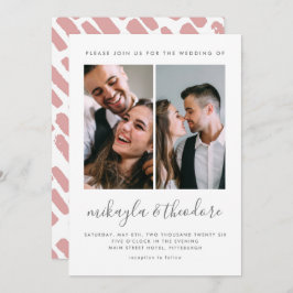 スクリプモダント2枚のフォト結婚式招待状 招待状