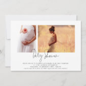 スクリプモダント2枚の写真男女兼用赤ちゃんシャワー 招待状 (正面)