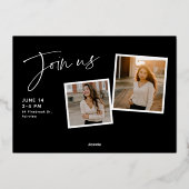 スクリプモダント3フォトコラージュ金ゴールドの卒業 箔招待状 (裏面)