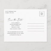 スクリプモダント3写真ウェディング日付の保存 案内ポストカード (裏面)